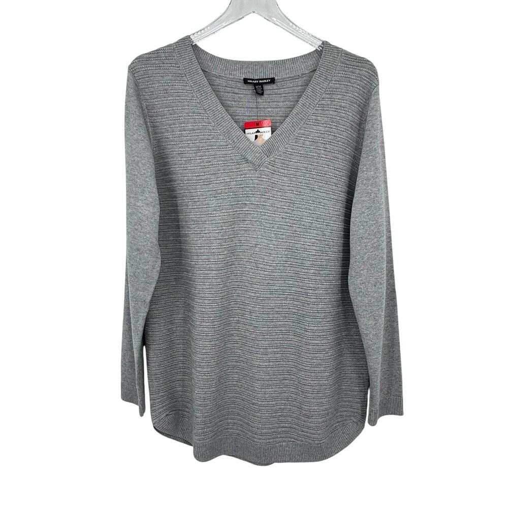 Hilary Radley sweater women's M pullover V neck rib knit long sleeve tunic NEW